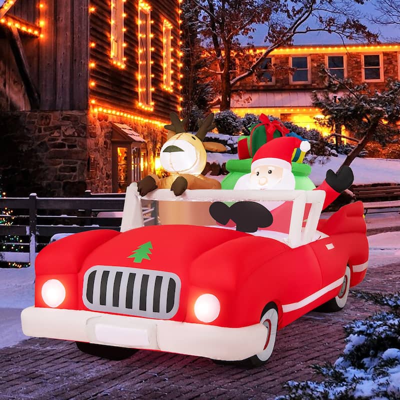 Gymax 7.7 FT Long Christmas Inflatables Lighted Xmas Inflatable Santa - See Details - Multi-colors