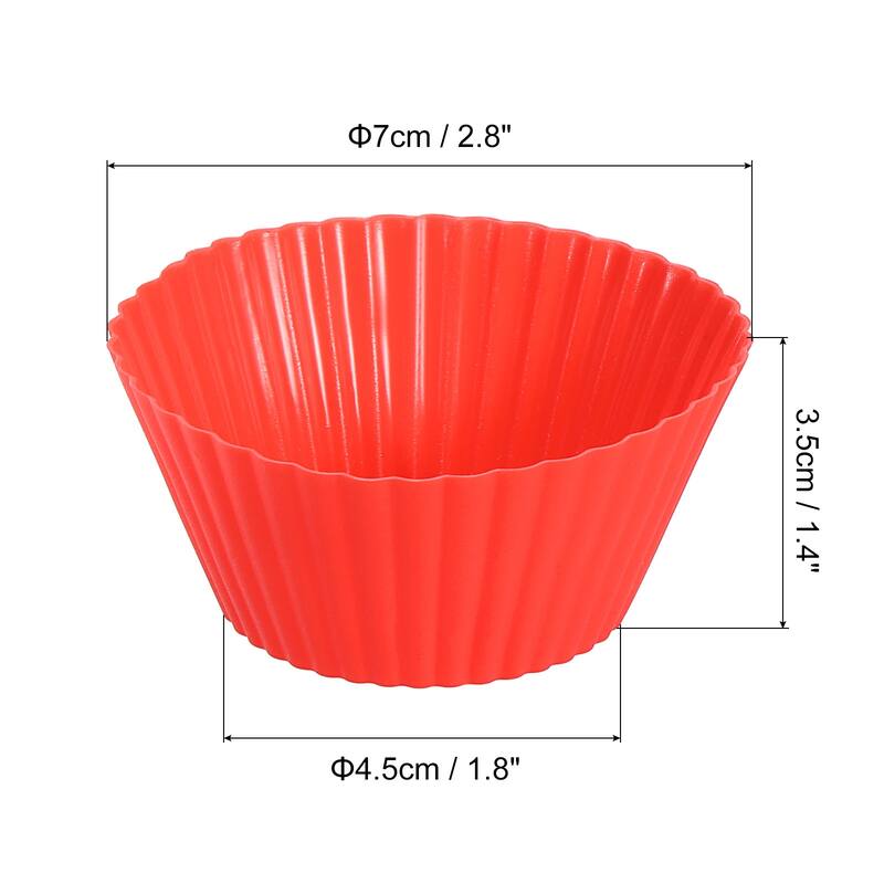 Silicone Cupcake Baking Cups, 2.8" Non-Stick Muffins Liners - Red - 36Pcs