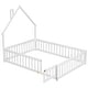 preview thumbnail 7 of 109, Twin/Full Montessori Toddler Floor Bed Frame, Modern House-Shaped Bed Frame with Fence and Full-Length Guardrails for Girls Boys