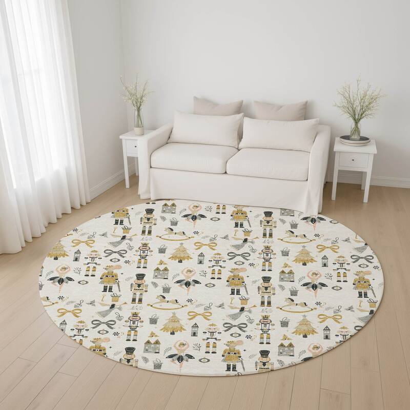 Premium Washable Super Soft Winter Story Mayfield Rug - Ivory - 8' x 8'