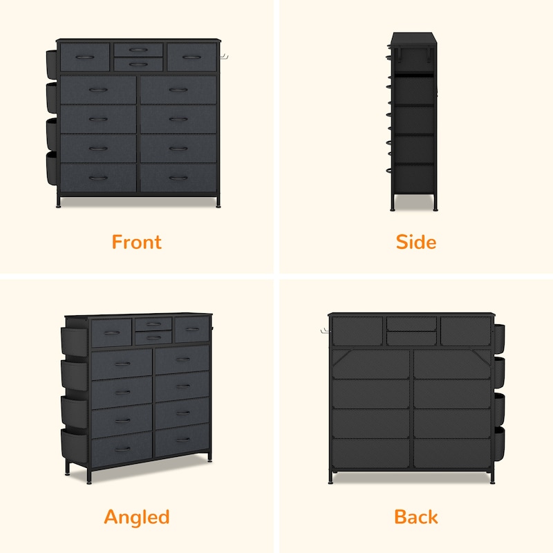 12 Drawer Dresser Fabric Tall Dressers for Bedroom Chest of Drawers