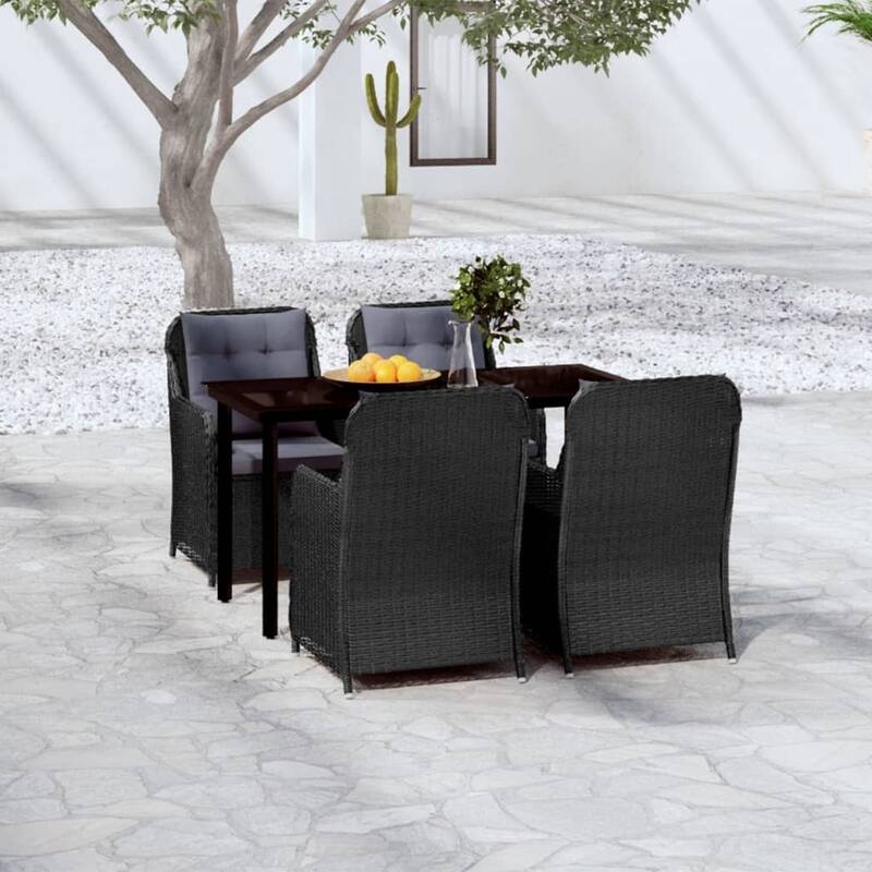 vidaXL Patio Dining Set Outdoor Dining Set Table and Chair Set for Garden - Black 55.1" x 27.6" x 29.1" 5-Piece