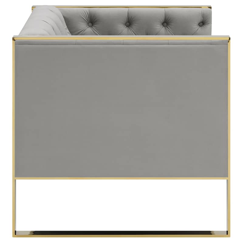 Eastbrook Velvet Upholstered Tufted Sofa Set Grey