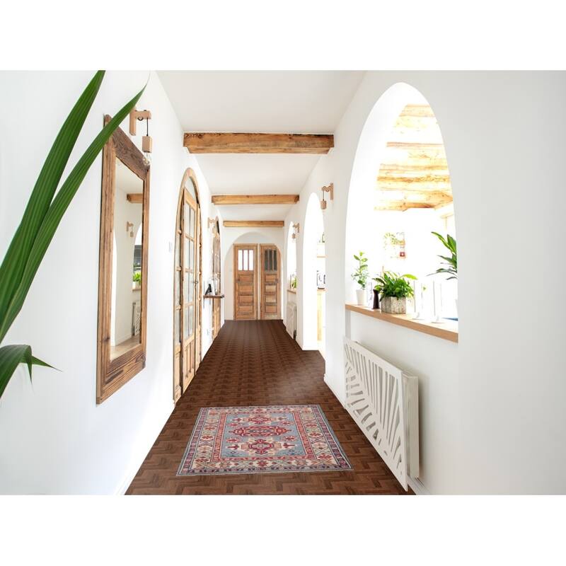 Kazak Accent Rug Handmade Foyer Wool Carpet - 2'7" x 3'10"