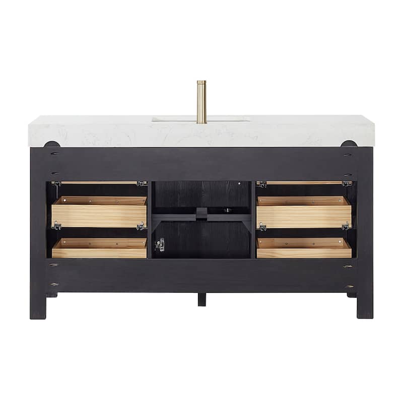 Leon 60 in. Single Bathroom Vanity with Composite Stone Top