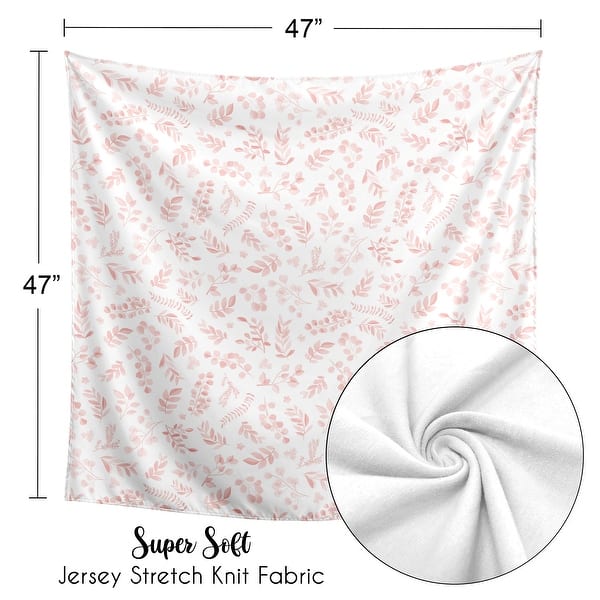 Sweet Jojo Designs Blush Pink and White Floral Leaf Girl Baby Swaddle Receiving Blanket Boho Chic Bohemian Watercolor Woodland