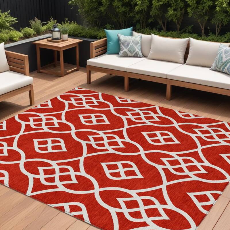 HomeRoots Trellis Transitional Rectangle Outdoor Rug - 8' X 10'