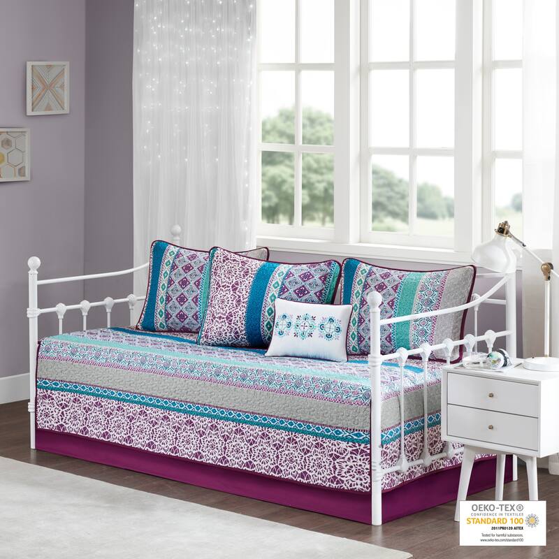 Adley Purple 6 Piece Reversible Daybed Set by Intelligent Design