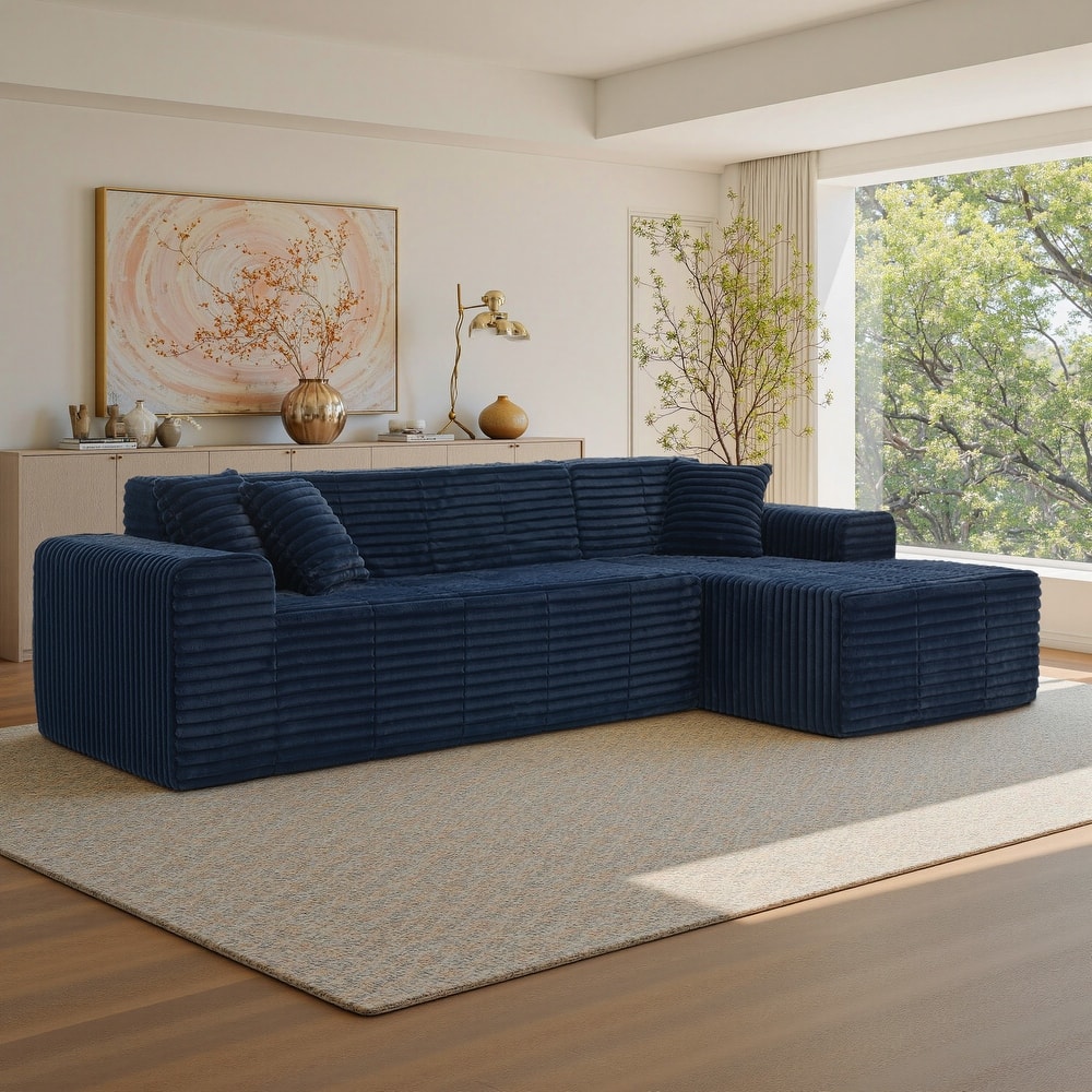 122" W No Assembly Sofa L-Shaded Sectional Modular with Chaise
