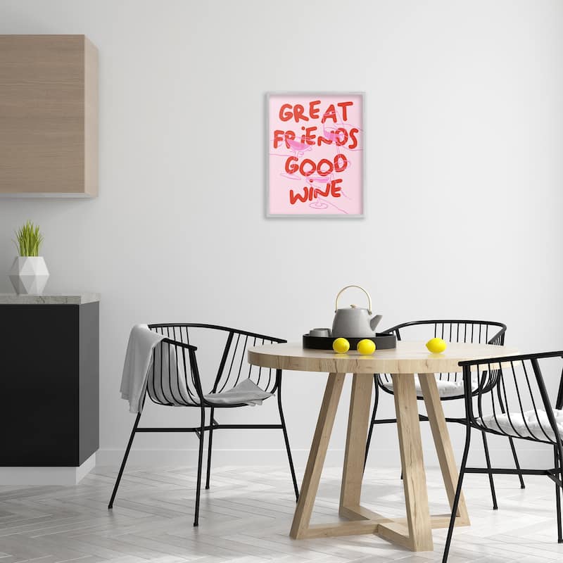 Stupell Great Friends Good Wine Framed Giclee Art Design By House of Lulu