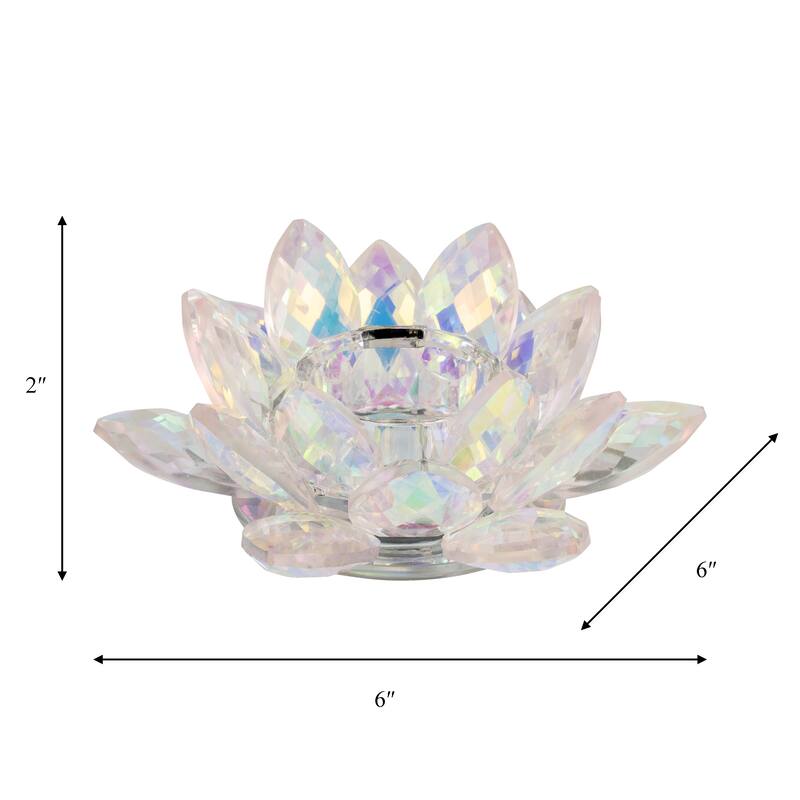 Iridescent Glass Crystal Lotus Votive Candle Holder