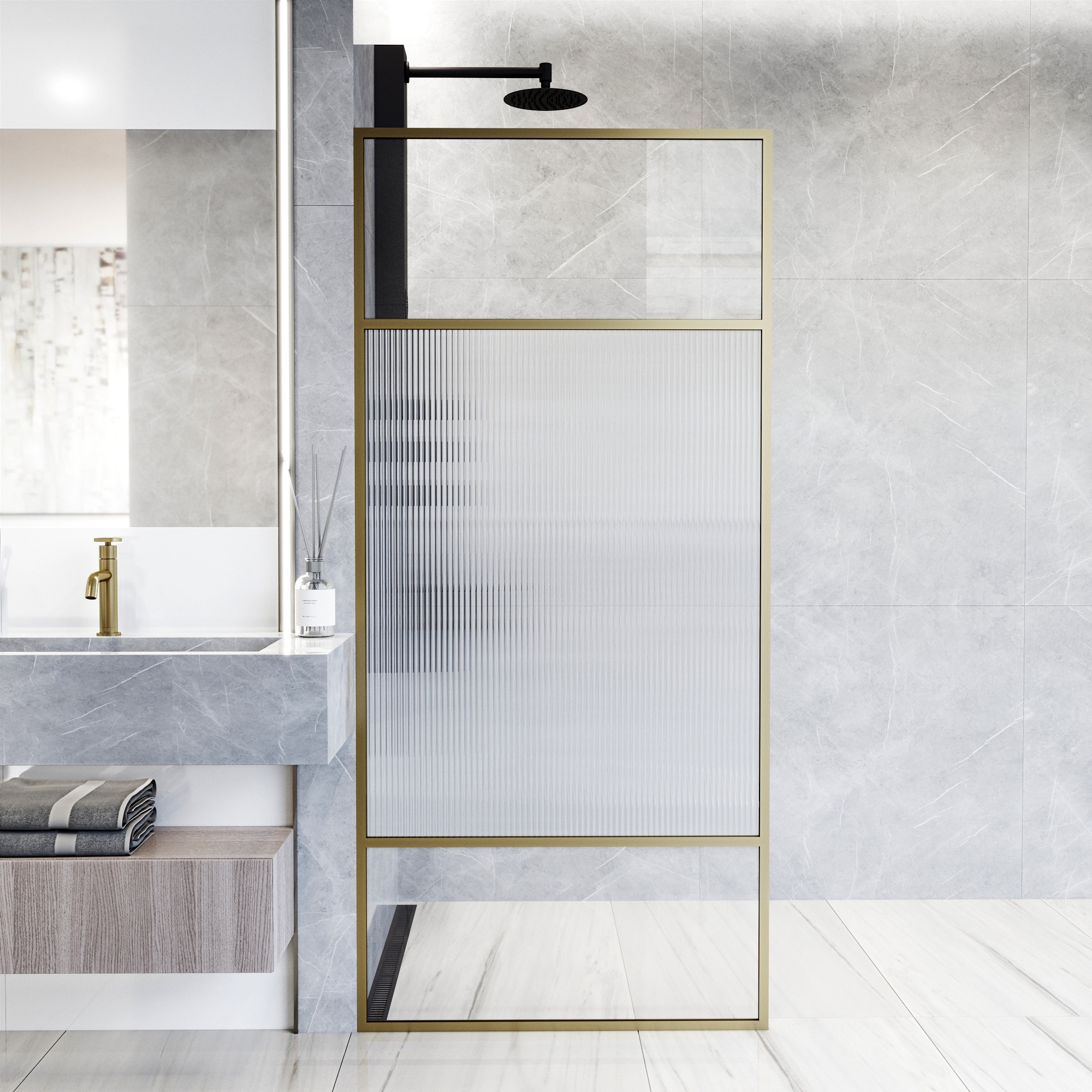 VIGO Essex 34" W x 74" H Framed Fixed Shower Screen
