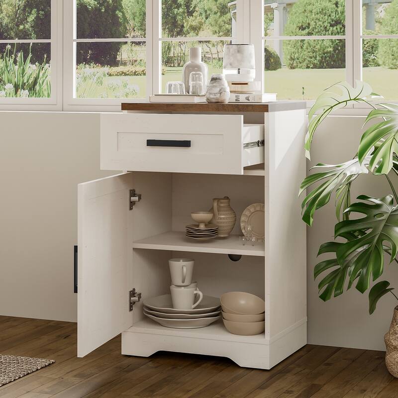 WAMPAT End Table with 1 Drawer & Door for Living Room