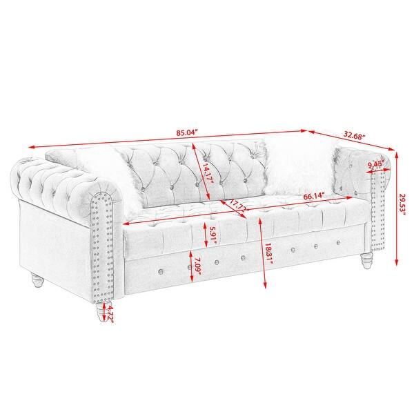 Classic Chesterfield Deep Button Velvet Sofa with Roll Arm,Tufted - Bed ...