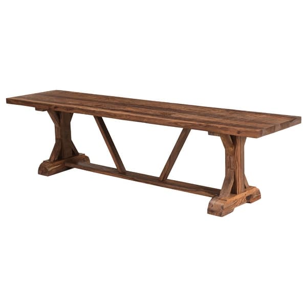 Carson Extotic Solid Sheesham Wood Dining Bench with Trestle Base and ...