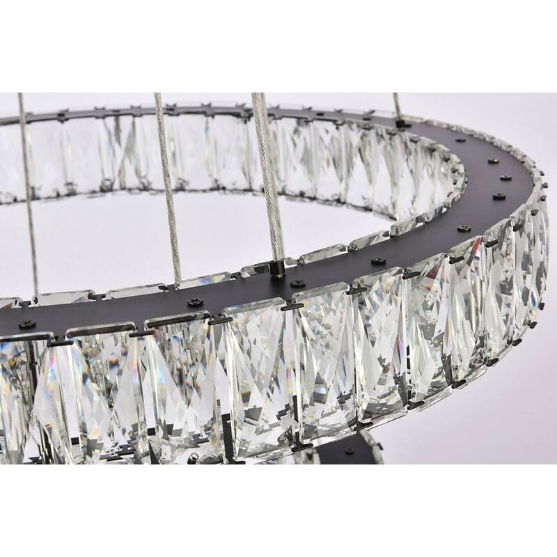 Indigo Home 32 inch LED triple ring chandelier in black