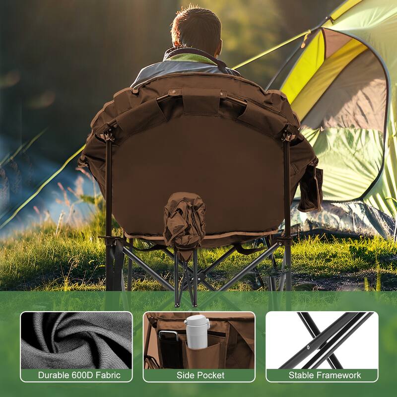 DoCred Oversized Camping Chair, Fully Padded Folding Moon Chair