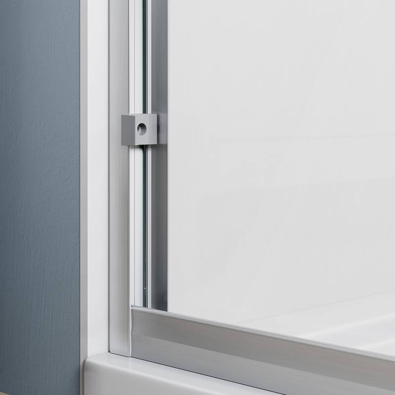 Elegant Double Sliding Shower Door 46.5 in.- 48 in. W x 72 in. H in Brushed Nickel Finish