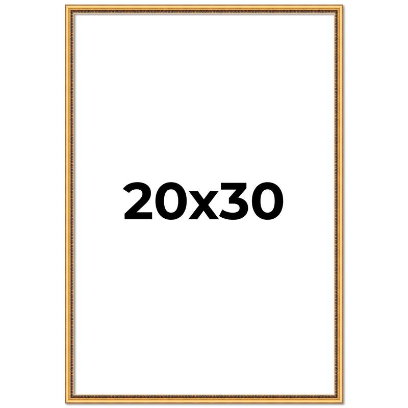 20x30 Frame Beaded Gold Solid Wood Picture Frame | 0.75 Inches