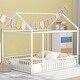 preview thumbnail 9 of 21, Full Size Metal House Bed Frame with Fence & Roof Full - White