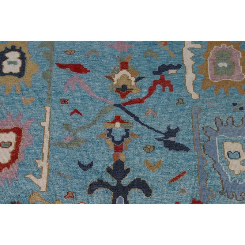 Blue Floral Oushak Oriental Area Rug Handmade Dining Room Wool Carpet - 7'10"x 9'10"