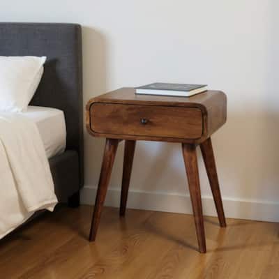 HomeRoots 22" Chestnut Solid Wood One Drawer Nightstand