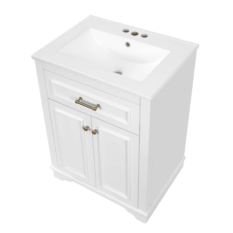 24" Freestanding Bathroom Vanity with White Integrated Ceramic Sink - 24'' x 18.5'' x 33''