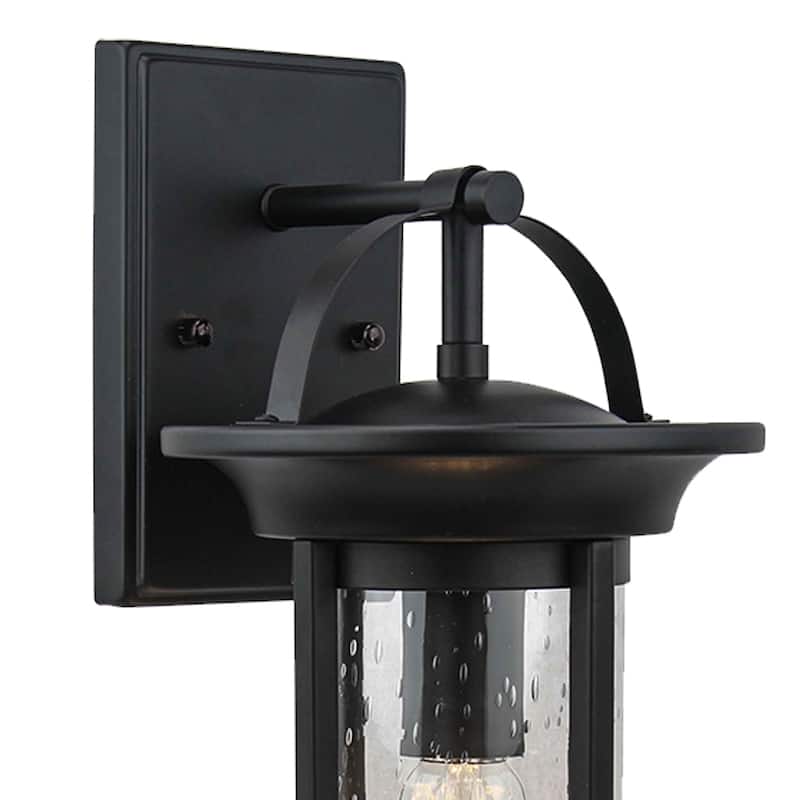 1 Light Outdoor Wall Lantern with Clear Seedy Glass in Black Finish - 16.5"H x 7.25"W x 8.2"D