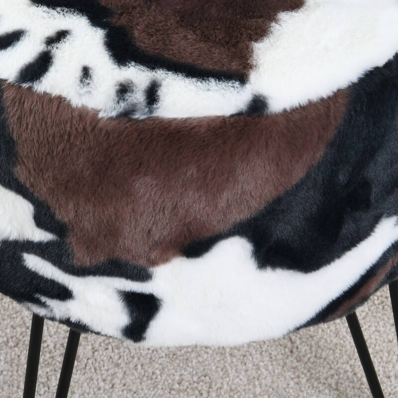Home Soft Things Animal Pattern Ottoman Bench with Black Metal Legs