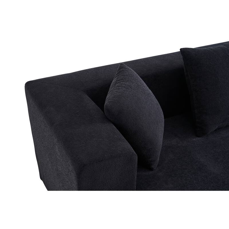 129.5" Chenille Memory Foam Sectional Sofa with Deep Seat, No Installation Required, and Quick Rebound Foam