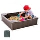 preview thumbnail 11 of 9, HDPE Square Sand Box with 4 Corner Seating and Bottom Liner Ideal for Kids - 48.6” x 48.6” x 12.4”
