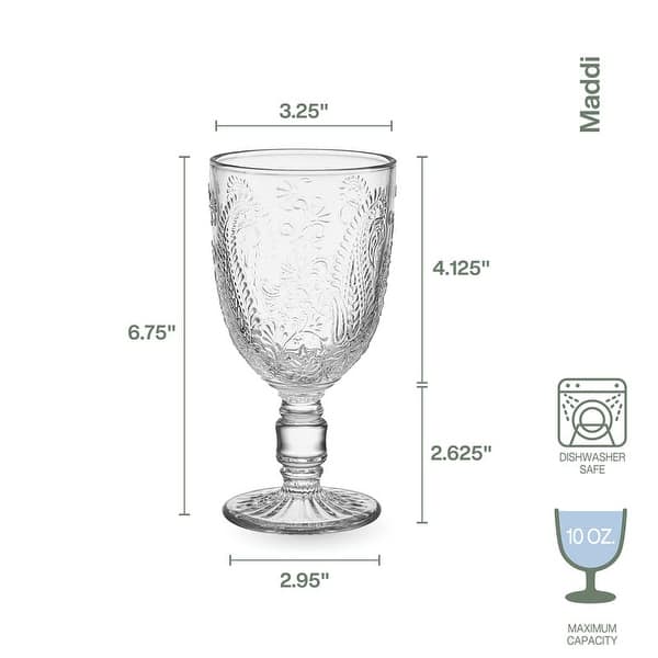 Fitz and Floyd Set of 4 Maddi Goblets, 10 Oz, Clear - N/A