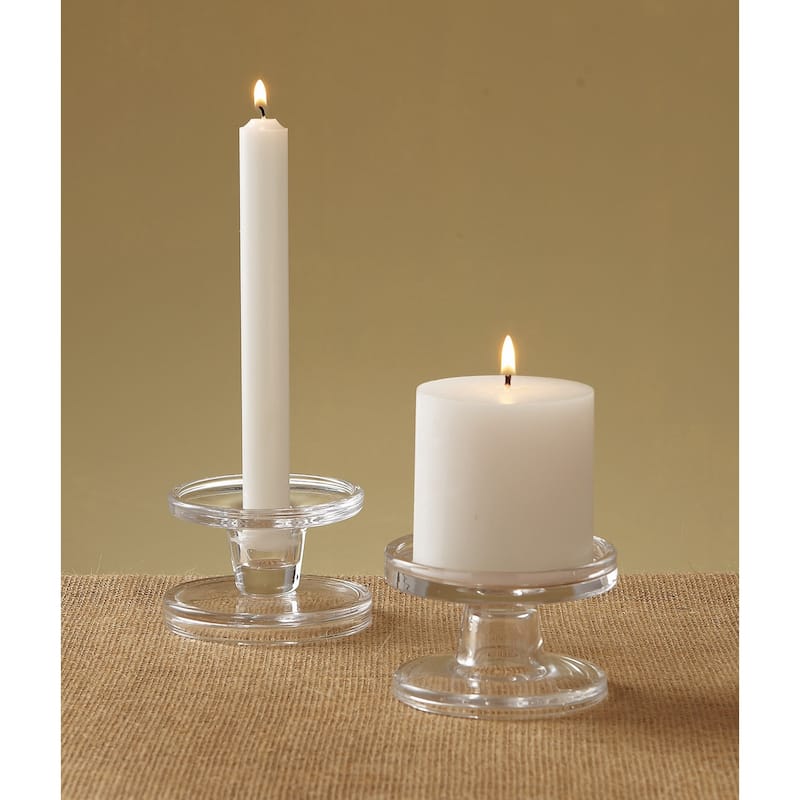 Bobbin Reversible Glass Pillar and Taper Candleholder, 3.88L x 3.88W x 2.38H inch, Sold in Eaches