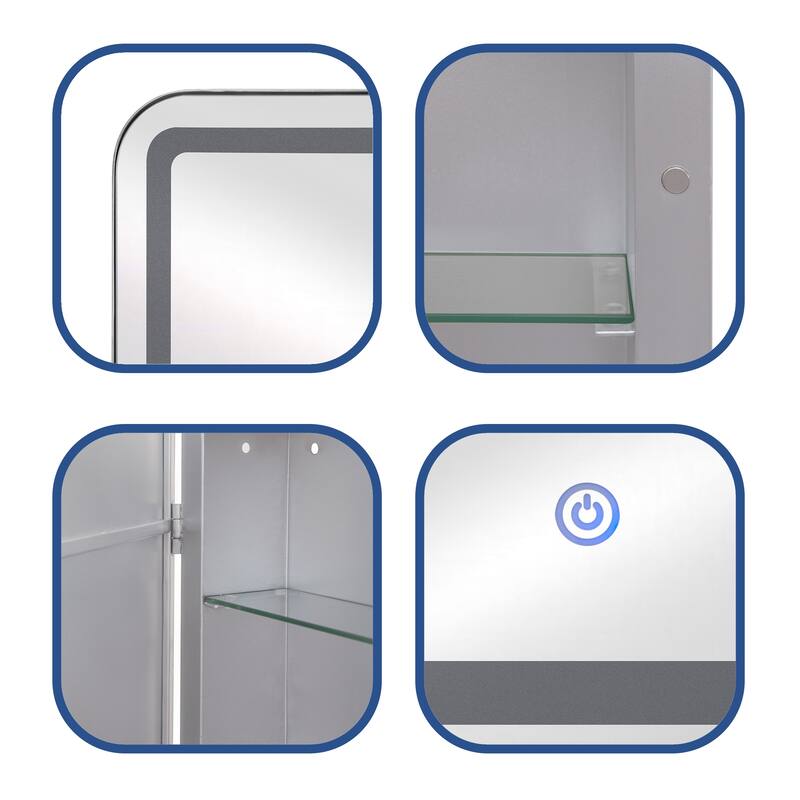 Rectangle Wall-Mounted LED Medicine Cabinet Mirror