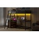 preview thumbnail 9 of 26, Twin Loft Bed with Desk, Drawers, LED Light & USB Charging Station, Black