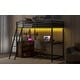 preview thumbnail 20 of 21, Twin Loft Kids Bed Frame with Desk, LED Light, USB, Shelves & Drawers, White