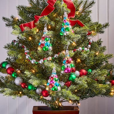 4" Glass Bauble Tree Ornament Set of 4