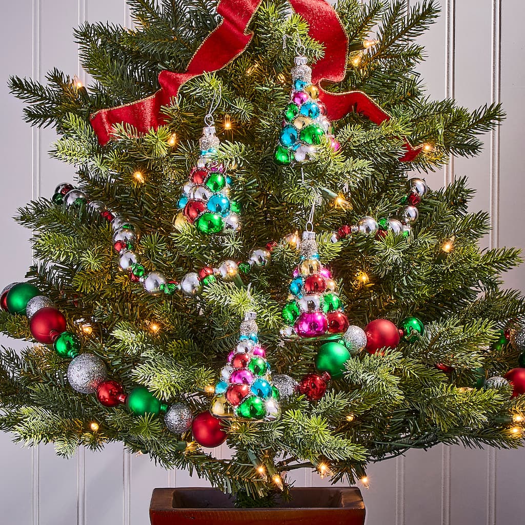 4" Glass Bauble Tree Ornament Set of 4