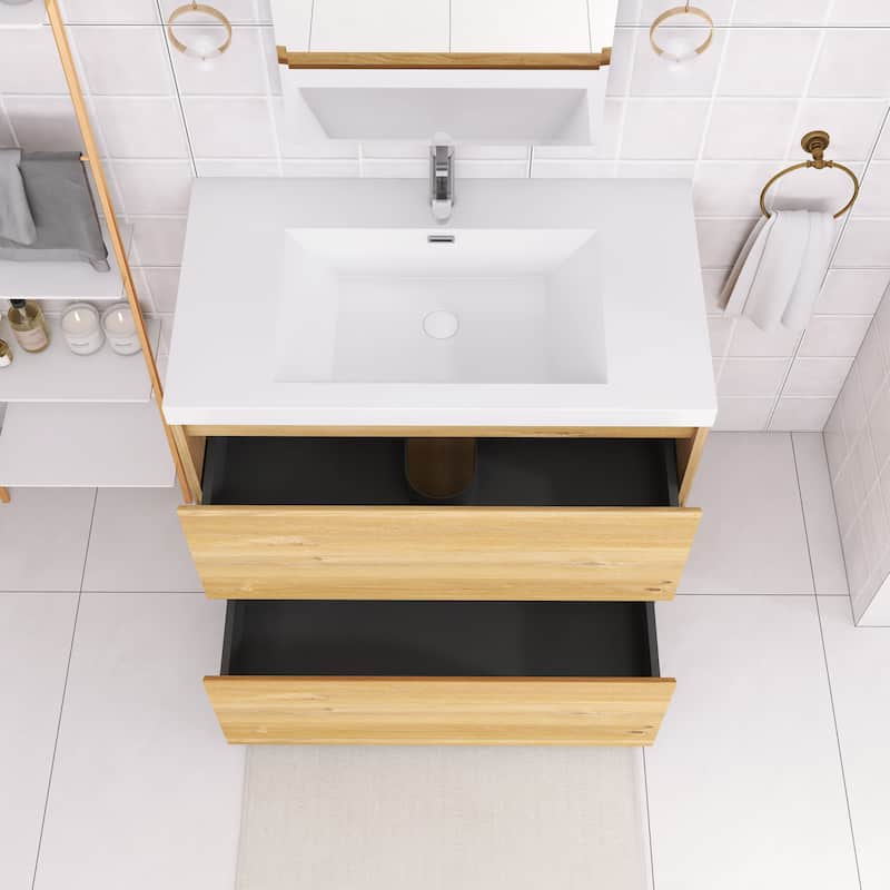 Floating Bathroom Vanity with Integrated Resin Top