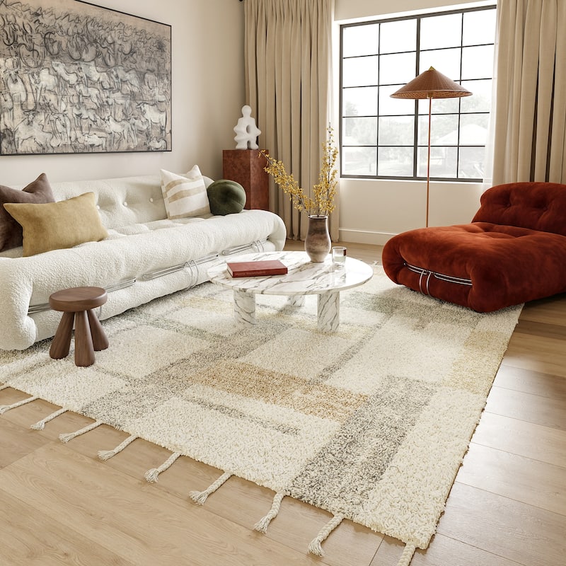 Rancho Abstract Area Rug - 5' x 8' - Ivory - Rectangle