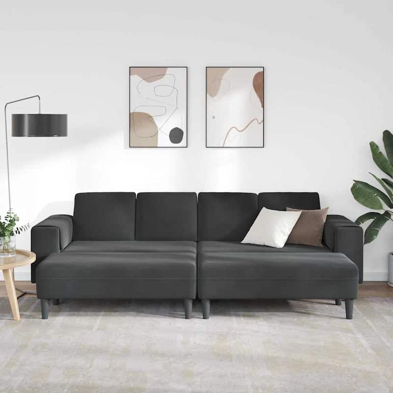 vidaXL Sofa Set Dark gray Velvet - 98.4 x 30.3 x 29.9 inch