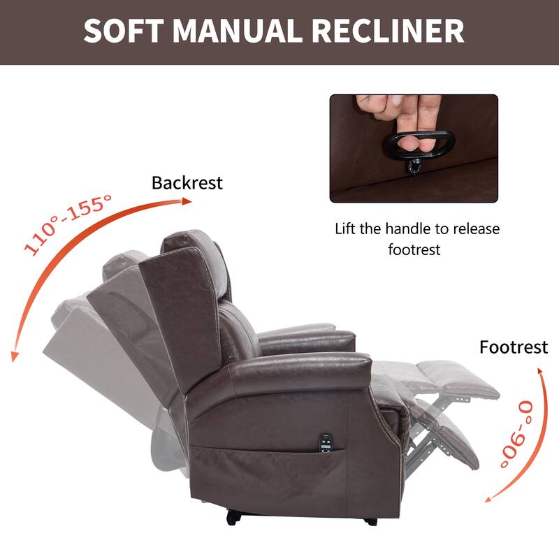 Faux Leather Recliner with 155 Degree Recline and 8 Vibration Nodes