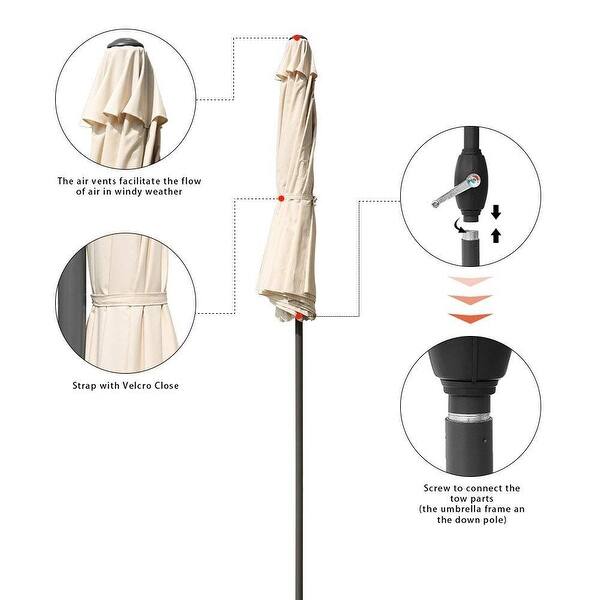 Shop Black Friday Deals On Patio Umbrella 9 Ft Aluminum Outdoor Table Market Umbrellas With Push Button Tilt And Crank Safety Bolt 8 Ribs Overstock 24088110