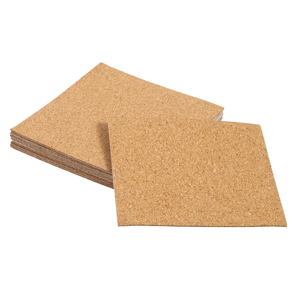 Self-Adhesive Cork, 4" x 4" x 1" Squares Cork Mats Coaster Backing Sheet - Brown