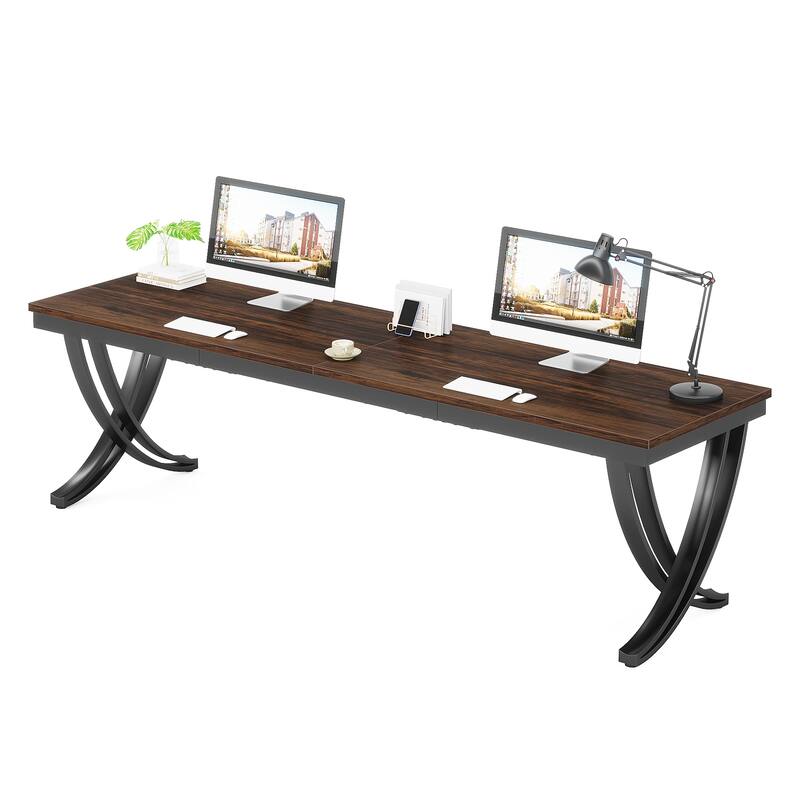 78.74" Extra Long Double Computer Desk with Unique Metal Legs for Home Office