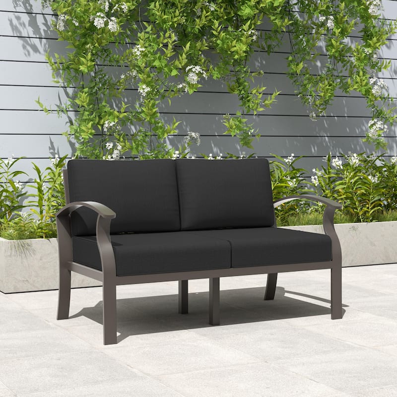 Aluminum Patio Furniture Set with FirePit Ottomans Swivel Chairs,Sectional Sofa with Thick Seat Cushions for Porch Garden