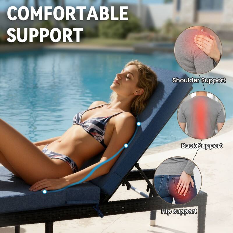 Gymojoy 72x22x3.5 Inch Outdoor Chaise Lounge Cushion, Waterproof Patio & Pool Chair Cushion with Removable Cover