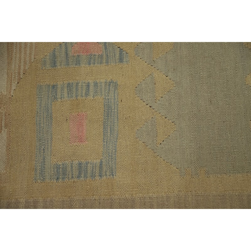 Hand Woven Oriental 100% Wool Carpet Southwestern Modern Yellow & Gold Kilim Area Rug - 5' 9'' X 4' 2''