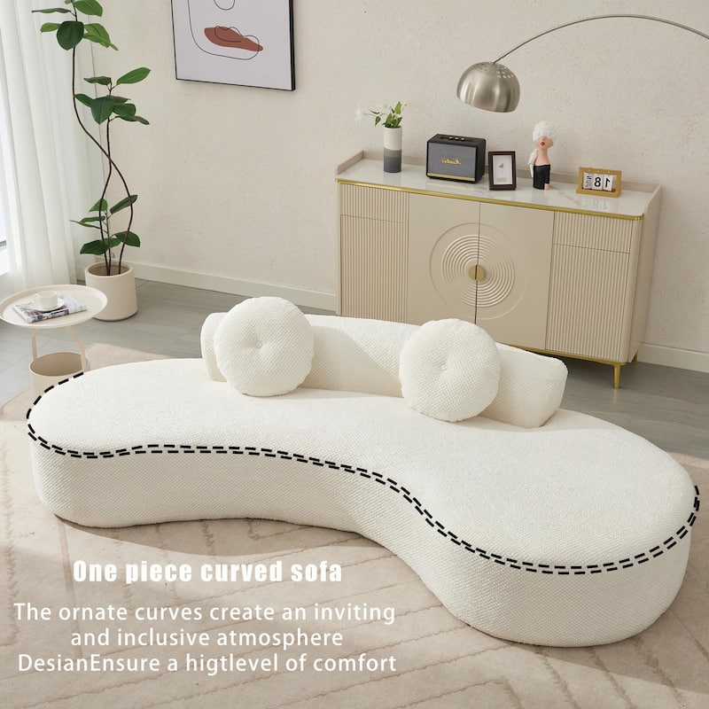 Curved Sofa 105.5-Inch - Modern Couch for 2, Soft Corduroy