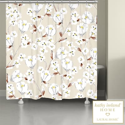 Kathy Ireland Retro Floral Neutral 71" x 72" Shower Curtain